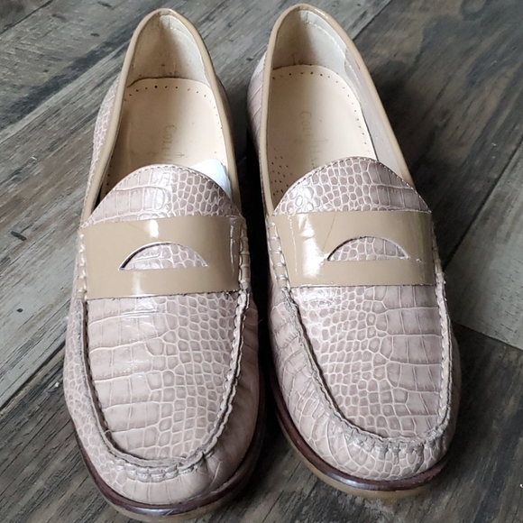 Cole Haan Shoes - Cole Haan Laurel Maple Sugar Leather Croc Loafers